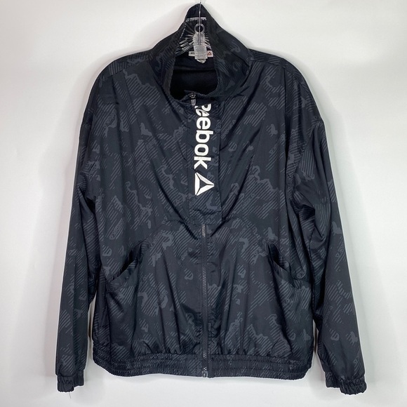 Reebok Black Full Zip Wind Jacket Size Medium - Picture 1 of 10
